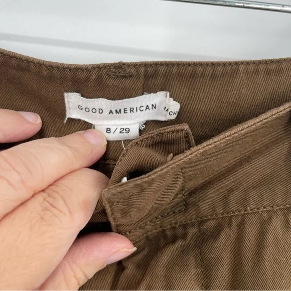 Good American Good Relaxed Skate Pants High Rise Wide Leg Brown Trouser 8/29 - Picture 9 of 14